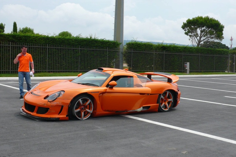 Gemballa Carrera GT Crashed by German Prince Marcus on circuit in France 