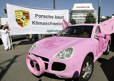 Fresh from a recent visit to BMW the Greenpeace protesters call the